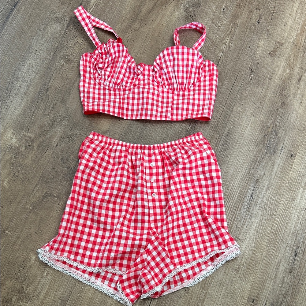 Colsie Red Gingham short set